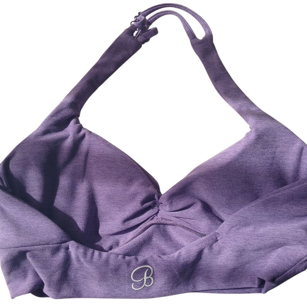 Bombshell Sportswear Purple Ruched Halter Bralette - Picture 2 of 3